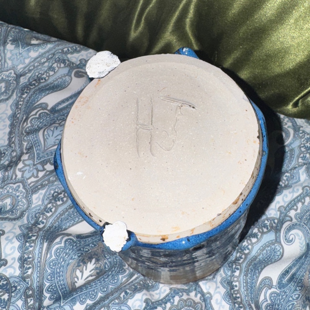Handcrafted Blue and cream pottery Mug - Picture 3 of 6